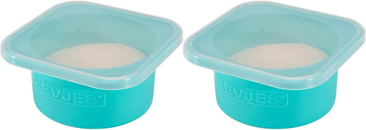 Stackable Silicone Artisan Pizza Dough Proofing Box Proving Containers with Lids pizza making accessories-2 pack-500ml portion (Blue)