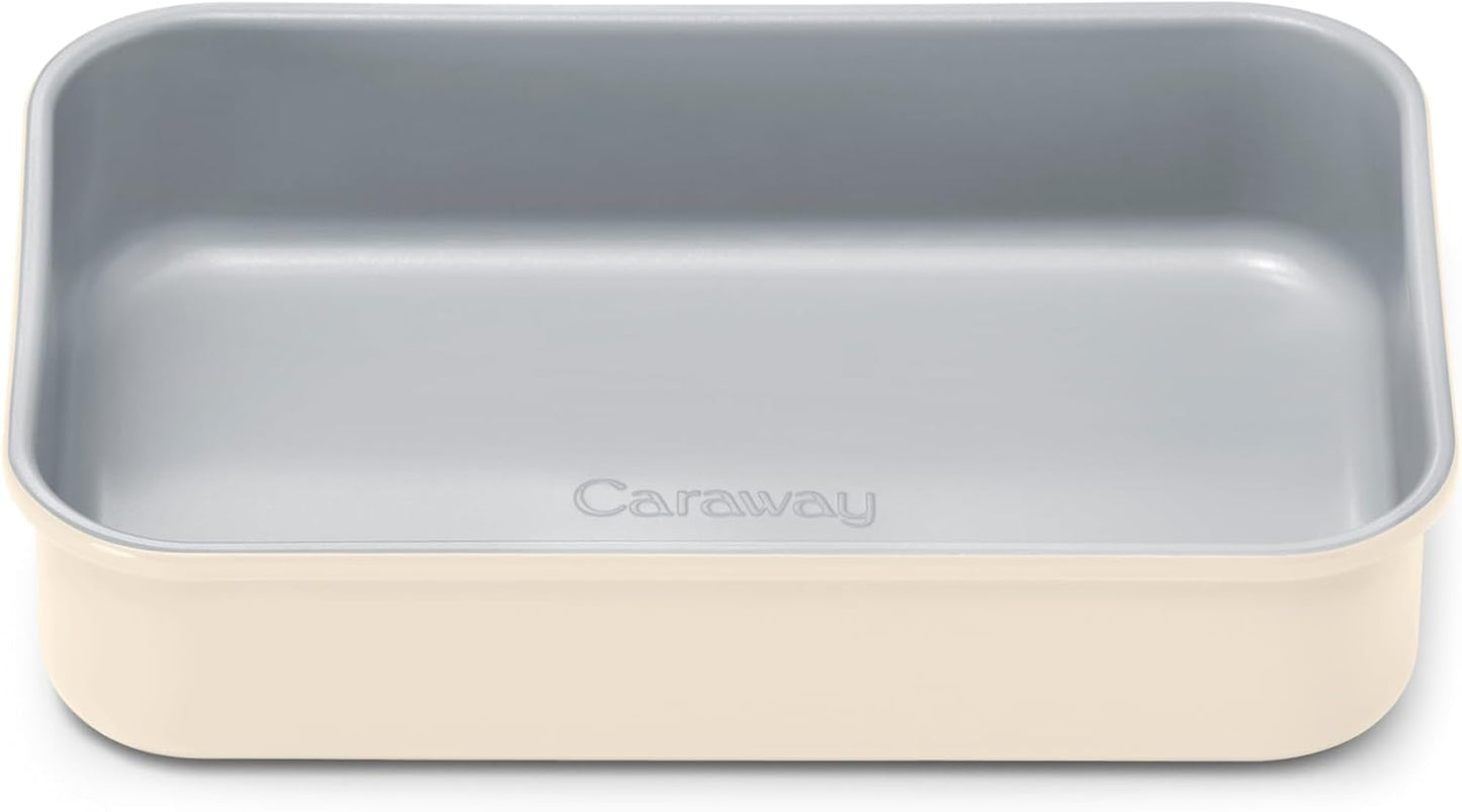 Caraway Nonstick 9” x 6.5” Small Rectangle Baking Pan – Non-Toxic, PTFE & PFOA Free – Aluminized Steel Core – Deep Ceramic Baking Pan for Casseroles, Lasagna & More - Cream