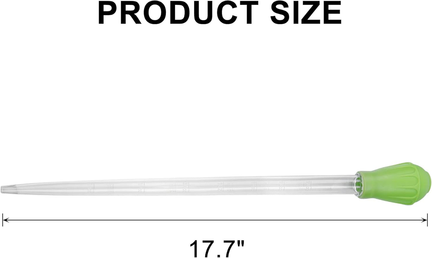 18.7in Long Turkey Baster for Aquarium, 50ml Long Pipette for Fish Tank Coral Food Feeder Syringe Aquarium Water Changer Siphon for Marine Fish Reef Aquatic Plant Spider, Green
