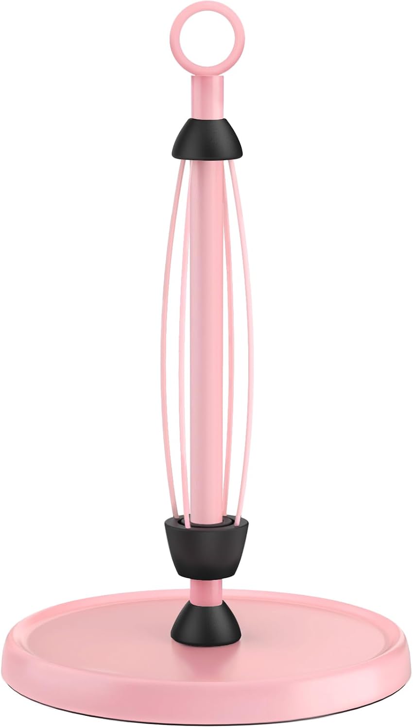 Pink Paper Towel Holder Countertop, Pink Kitchen Accessories Decor, One-Handed Tear, Stainless Steel, Weighted Base, Ring Paper Towel Holder Stand with Ratchet System for Kitchen Farmhouse Essentials