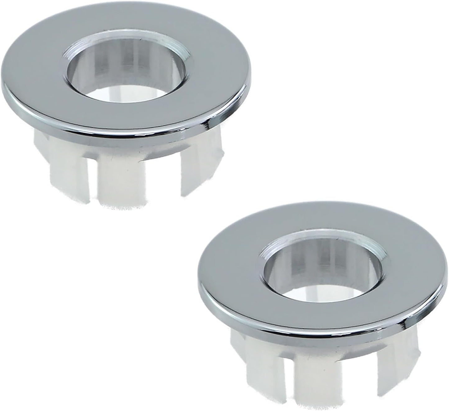 2PCS Kitchen Sink Drain Silver Full Brass Basin Overflow Decorative Cover 22-24mm Hole Inside Diameter Insertion Cap