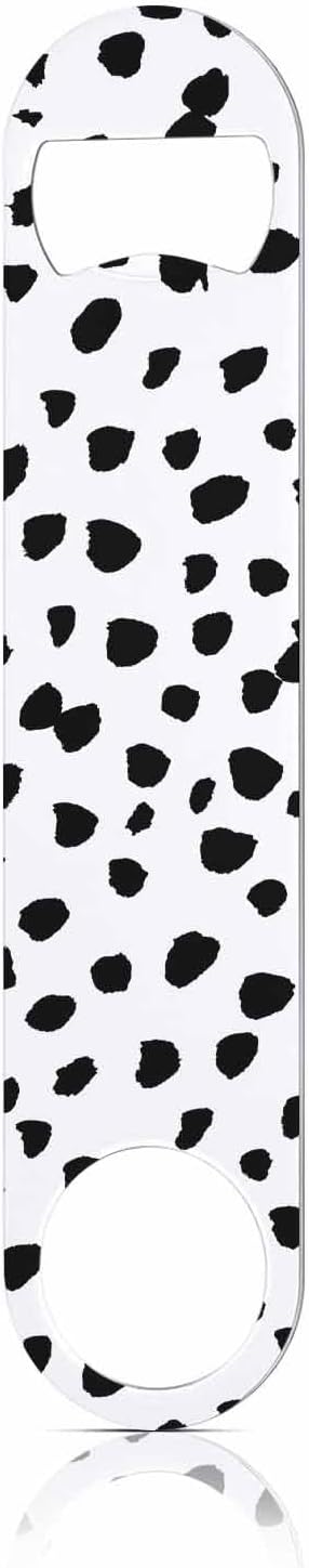 Small Dot Pattern Stainless Steel Bottle Opener Black Polka Circles with Rough Edges Abstract Doodle Trendy Flat Beer Bottle Opener Keychain for Home Kitchen Bar Restaurant Party Birthday Gift