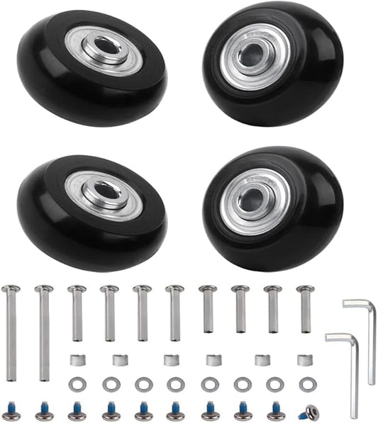 Luggage Wheel Replacement Set,40mm x 18mm Set of 4 Luggage Suitcase Replacement Wheels, Rubber Swivel Caster Wheels Bearings Repair Kits