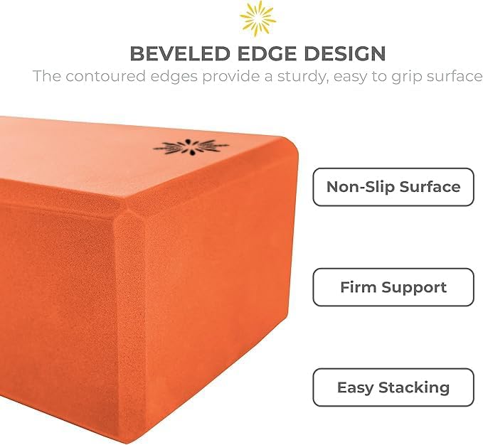 Sunshine Yoga 4" Yoga Block, 10 Pack Bulk EVA Foam Yoga Blocks, Firm and Supportive Yoga Brick, Balance Foam for Stretching, Pilates, and Workout, 4" x 6" x 9"