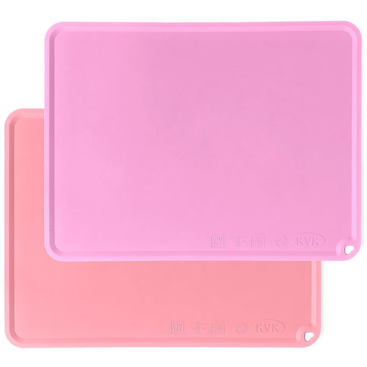 Silicone Placemat for Toddles Kids Non-Slip Reusable Portable Baby Placemats for Restaurant Stain-Proof Children Food Mats Eating Table Mat 2 Pack (Mauve&Peach)