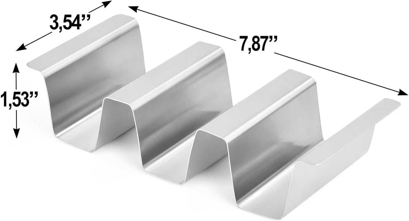 Stainless Taco Holders Set: 4-Stand Holders for 3 Tacos, Easy to Clean, Dishwasher Safe, Street Taco Ready