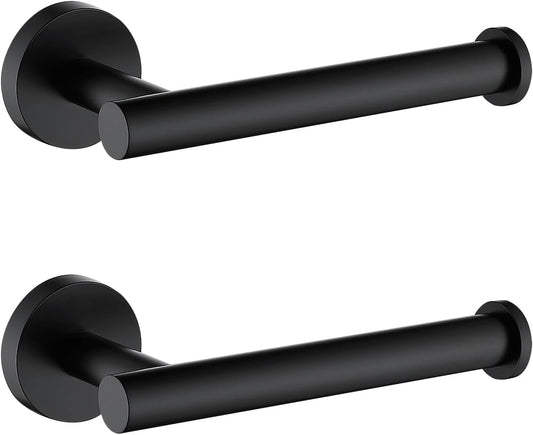 TASTOS Toilet Paper Holder SUS304 Stainless Steel Round Size Matte Black 2 Pack
