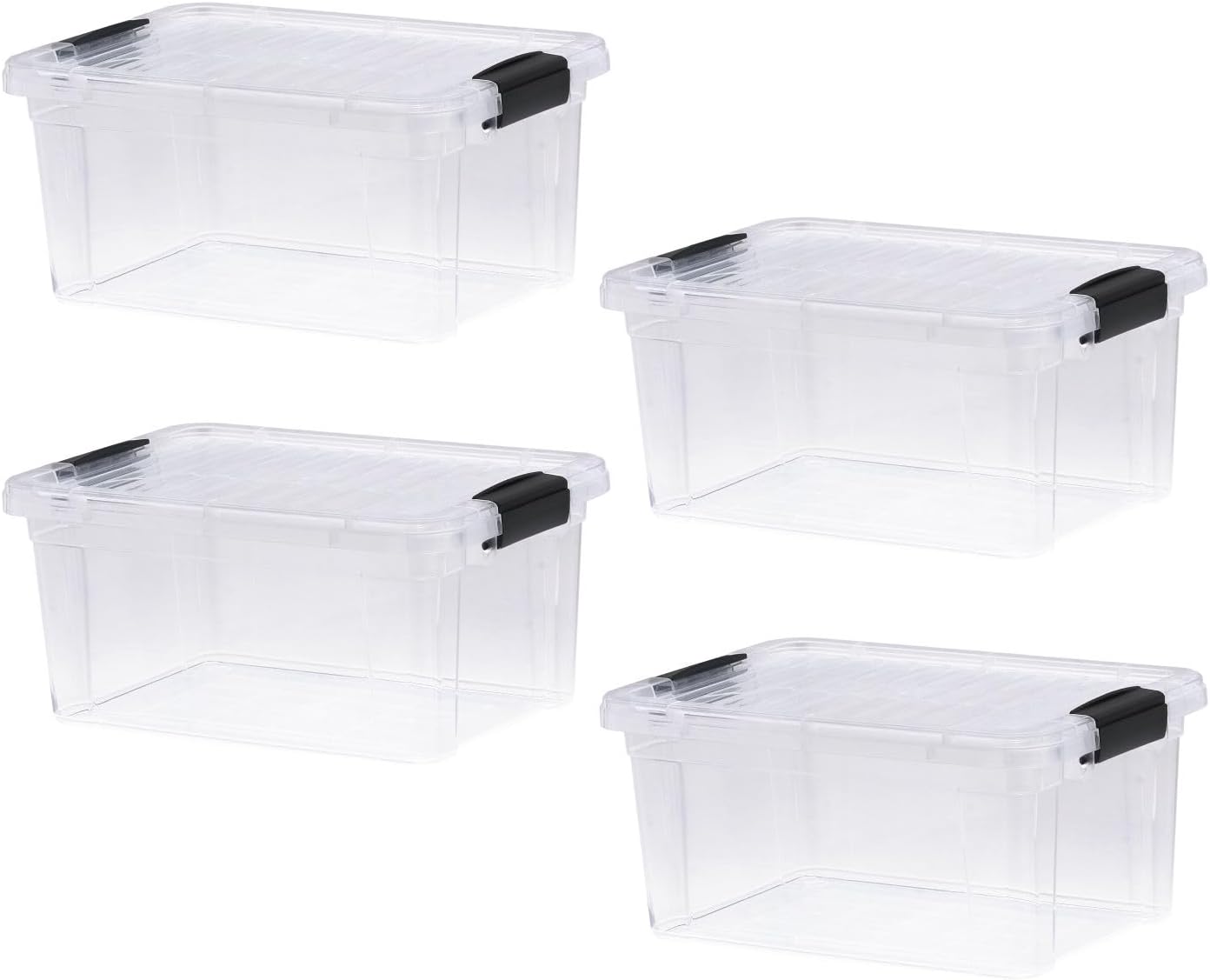 Superio Storage Bins with Lids- 4 Pack, 6.6 Qt Clear Boxes for Organizing, Stackable Plastic Containers- BPA Free, Non-Toxic, Odor Free, Organizer for Home, Office, Dorm