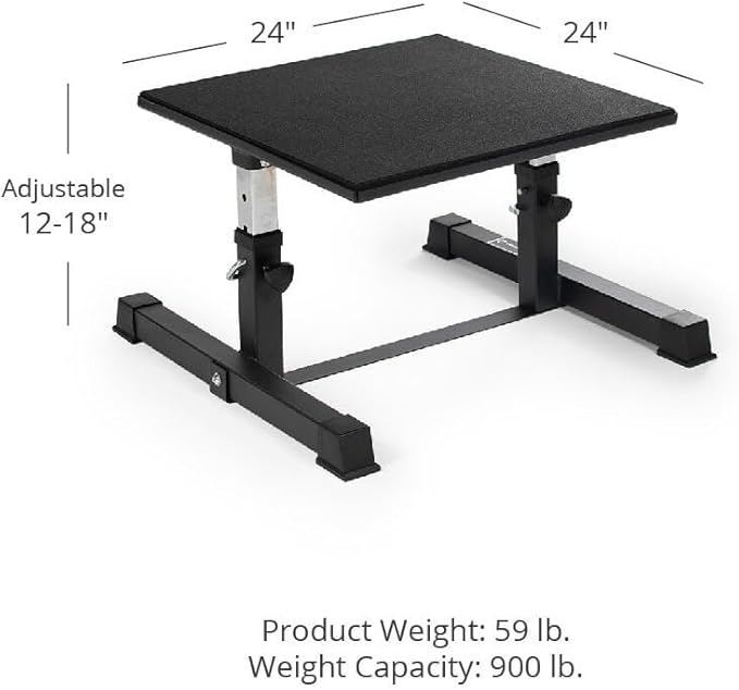 Titan Fitness Adjustable Plyometric Box, 24in Platform, 4 Adjustable Heights, Steel Plyo Box for Jump, Crossfit, MMA Training