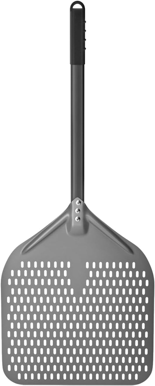 14” Perforated Pizza Peel, Long Handle Hard Anodized Aluminum Pizza Peel, Extra Large Pizza Turning Peel, Professional Pizza Pizza Paddle, 34.8 inch overall