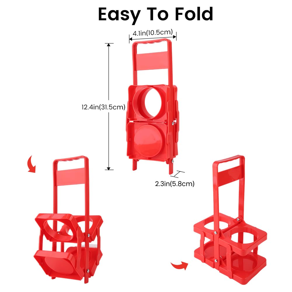 Bodaon 2 Cup Drink Carrier with Handle, Plastic Cup Carriers for Drinks, Drink Holder for Car, GrubHub/Eats Doordash Accessories, Portable Foldable Reusable Mobile, Use for Food Delivery Bag, Red