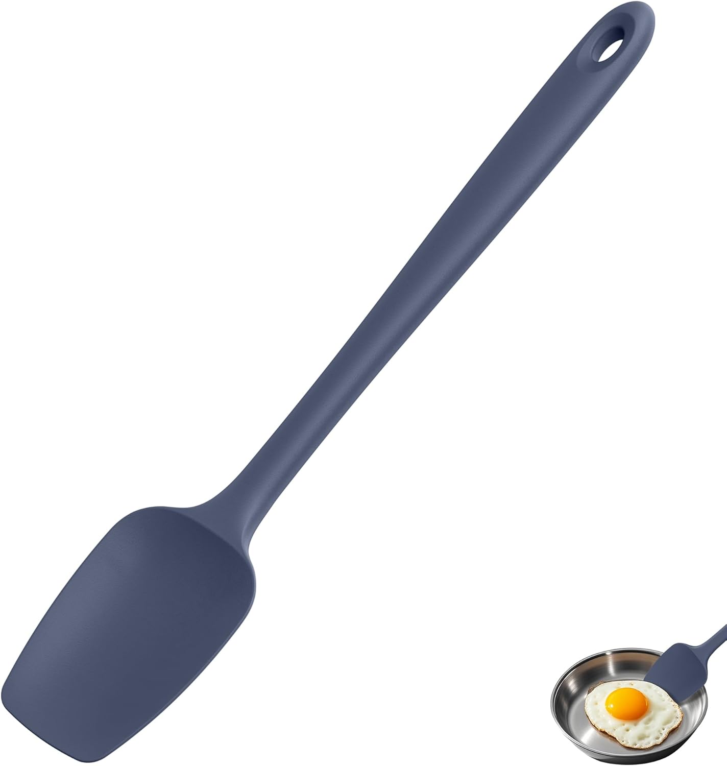 U-Taste Extra-Long 600ºF Heat Resistant Spatula Spoon: 14" Silicone Spoonula Cooking Utensils for Kitchen Use, Non-Stick Scoop Scraper with Soft Edge & Firm Core for Mixing, Serving (Midnight Blue)