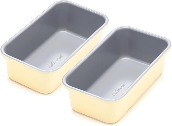 LeGourmet Nonstick Bread Loaf Pan 9 X 5 Inch, Ceramic Coating, Non-Toxic, Rust Resistant Aluminized Steel, Perfect 1 lb Baking Dish for Meatloaf, Pound Cake & Brownie (Butter 2pcs)
