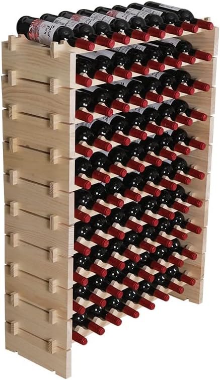 Wine Rack Cabinet Wooden Freestanding for Floor Stackable Storage Wine Bottle Holder (80 Bottles) (JJ)