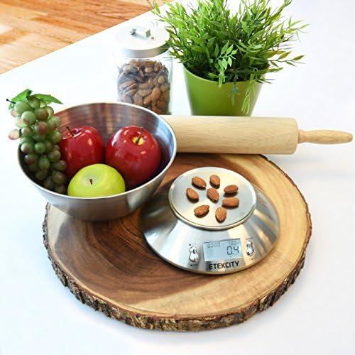 Etekcity Food Kitchen Scale with Bowl, Digital Weight Scale for Food Ounces and Grams, Cooking and Baking, Timer, and Temperature Sensor, 2.06 QT, Stainless Steel