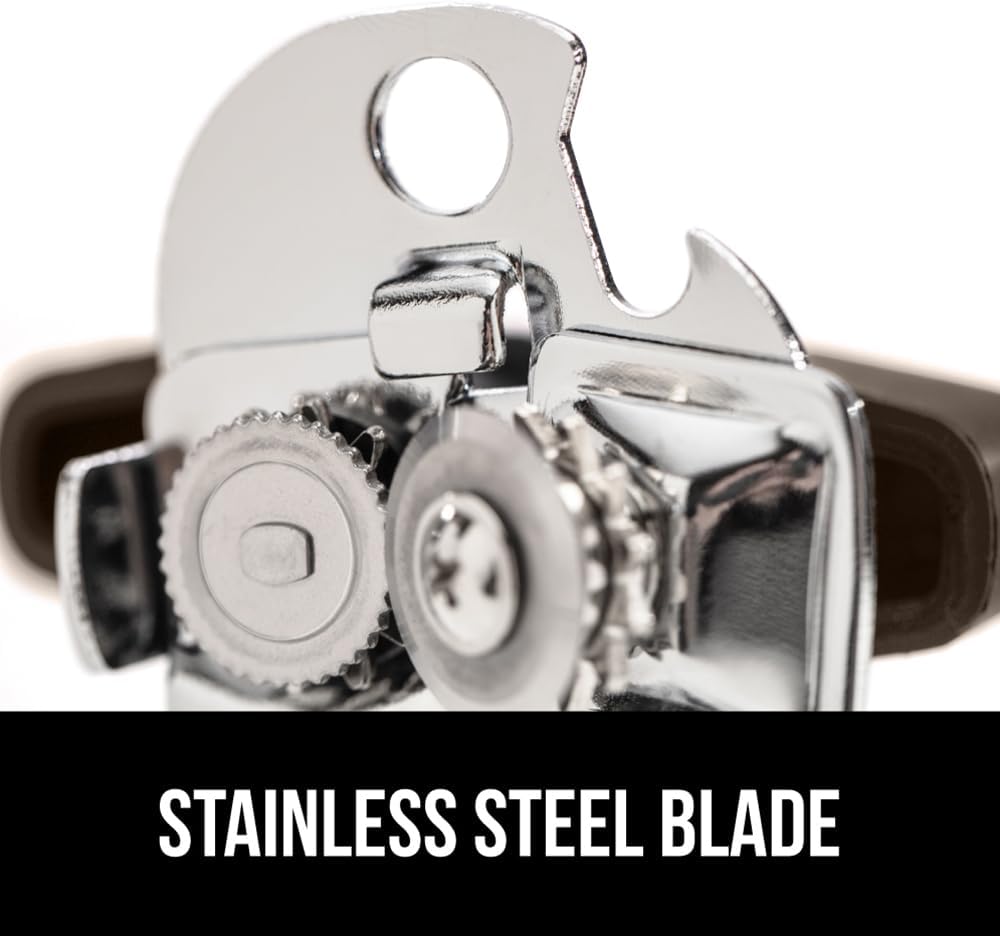 GORILLA GRIP Heavy Duty Stainless Steel Smooth Edge Manual Can Opener and Bottle Openers, Soft Comfortable Handle, Oversized Handheld Turn Knob, US Designed Multifunctional Kitchen Tool, Coffee