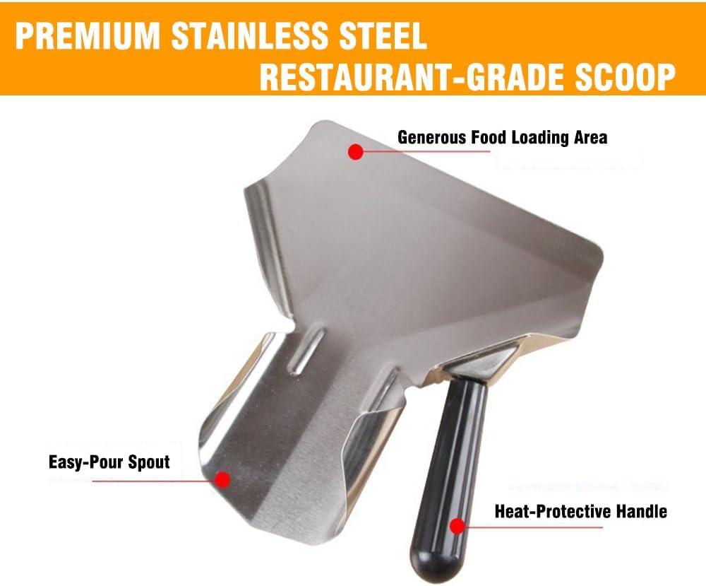 Stainless Steel French Fry & Popcorn Scoop – Quick-Fill Multipurpose Utensil for Snacks, Ice, Dry Goods