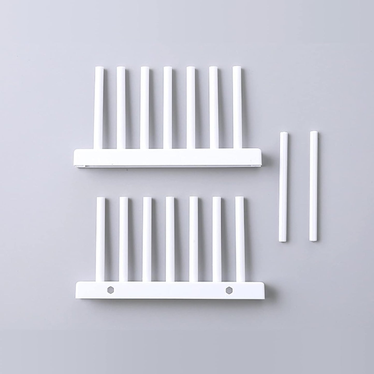 White Plate Organizer for Cabinet 4 Pack, Plstic Plate Rack Stand Keep Dry for Dish, Bowl, Bakeware, Serving Tray and More, Plate Holder for Cabinet Rack, Dish Organizer Rack for Cabinet