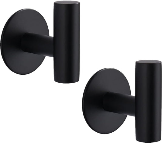 Adhesive Hooks Heavy Duty Wall Hooks Stainless Steel Waterproof Shower Hook, Adhesive Holder Coat Hook for Hanging, Wall Mounted Towel Hooks for Bathroom Glass Window- 2 Pack