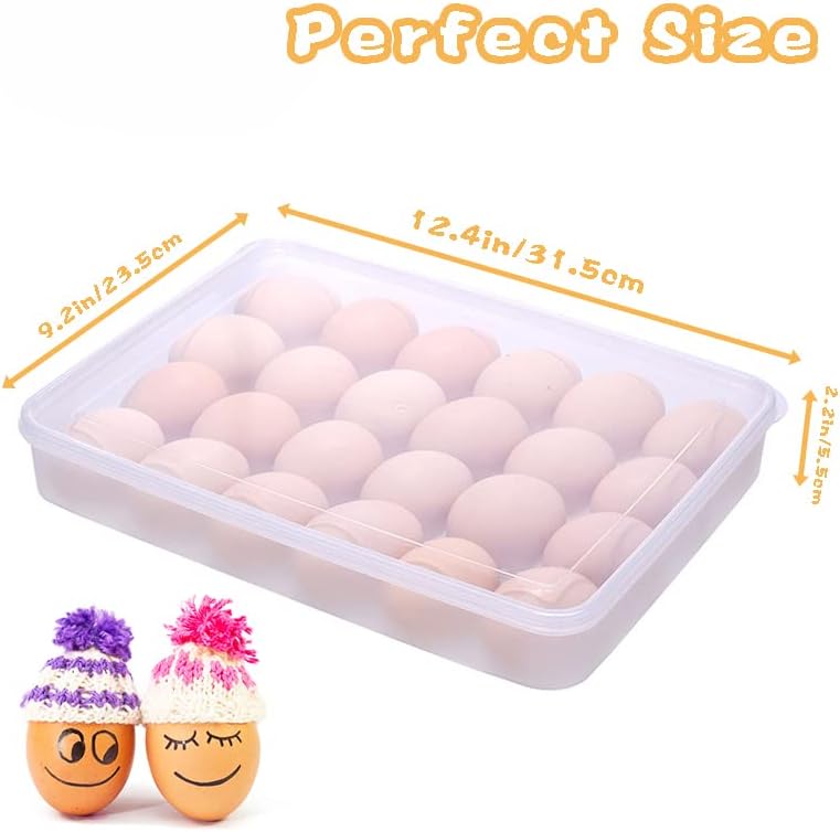 96 Egg Holders for Refrigerator,4 Set Clear Deviled Egg Tray with Lid,Plastic Egg Storage Container,Egg Organizer for Protect and Keep Fresh,24 Egg Tray x 4 Pack