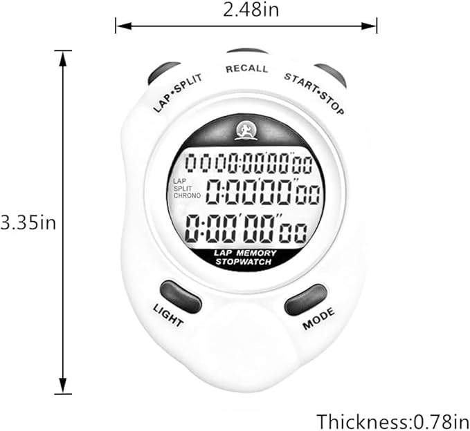 Stopwatch Timer, Digital Stop Watch with 0.01second & 0.001second Timing, Metal 10/100/400 Laps Memory, Rolilink Large dispaly Alarm Clock for Coach Sports Running Marathon