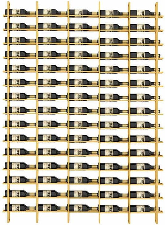 Wine Rack Freestanding Floor, 16 Tier 80 Bottle Capacity Display Holder, Black Industrial Wine Bottle Storage Shelves, for Any Bar, Wine Cellar, Kitchen, Dining Room (Gold, 5 Column)
