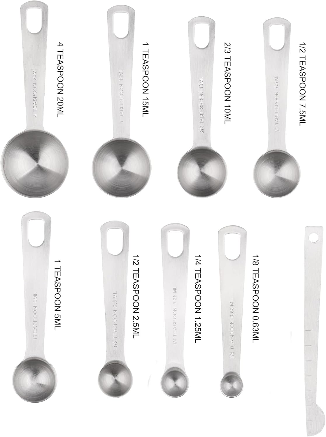 Measuring Cups and Spoons Set, 7 Stainless Steel Measuring Cups and 8 Measuring Spoons and 1 Measurer Ingredient Leveler and 1Magnetic Conversion Chart and 2 Rings(19pcs)