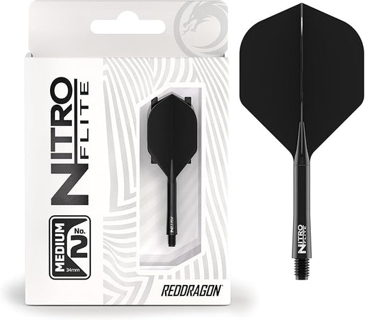 RED DRAGON Darts – Nitro Flite Integrated Flight & Shaft System – No.2 Shape and Design - Available in Short, Intermediate & Medium - Available in Variety of Colours - Professional Darts Accessories