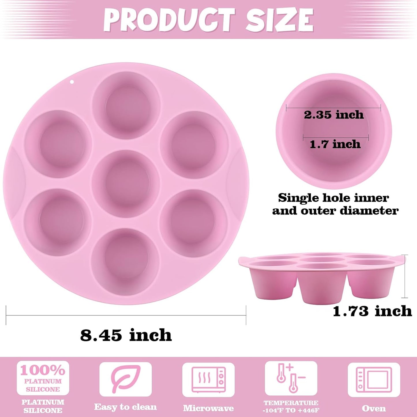 Sakolla 2 Pack Silicone Egg Bite Molds for Air Fryer, Nonstick 7 Cups Air Fryer Muffin Pan for Baking Egg Bite, Mini Muffins, Tart, Mini Cupcake and Quiche (Pink + Green)