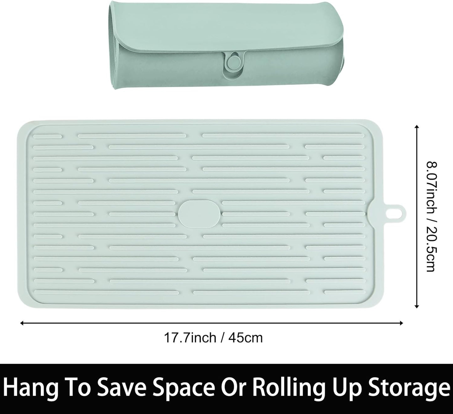 Dish Mat Silicone Dish Drying Mats Works For Drying Stemware Cocktail Glasses Silverware Pots Pans Knives and Dish Rack for Kitchen Counter Sink Bar Pads Easy to Clean (GD-LSD-01-green)