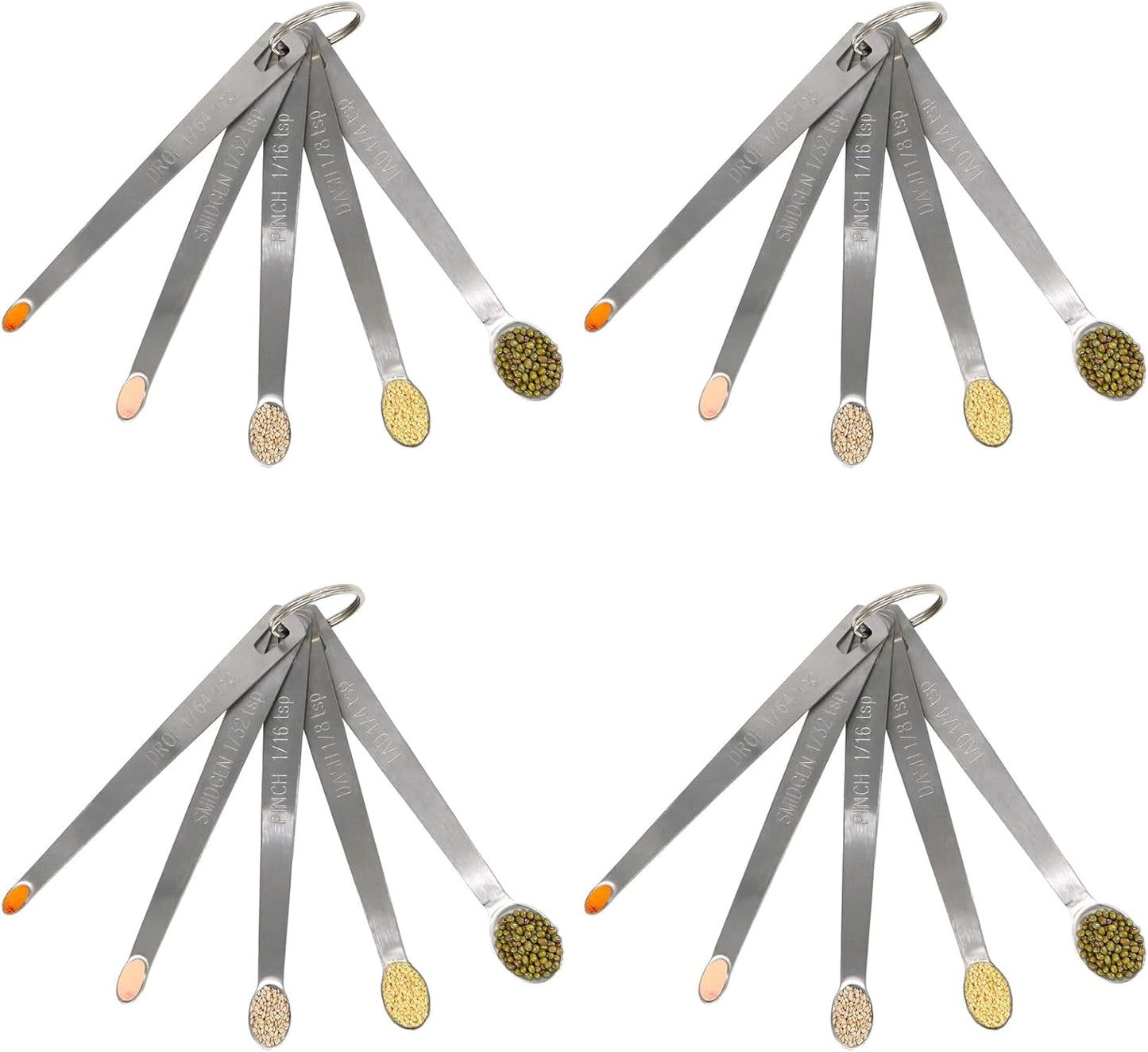 4Pack Mini Measuring Spoons Set, Heavy Duty Stainless Steel Teaspoon for Cooking and Baking, Suitable for Small Amount of Dry or Liquid Ingredients and Spices