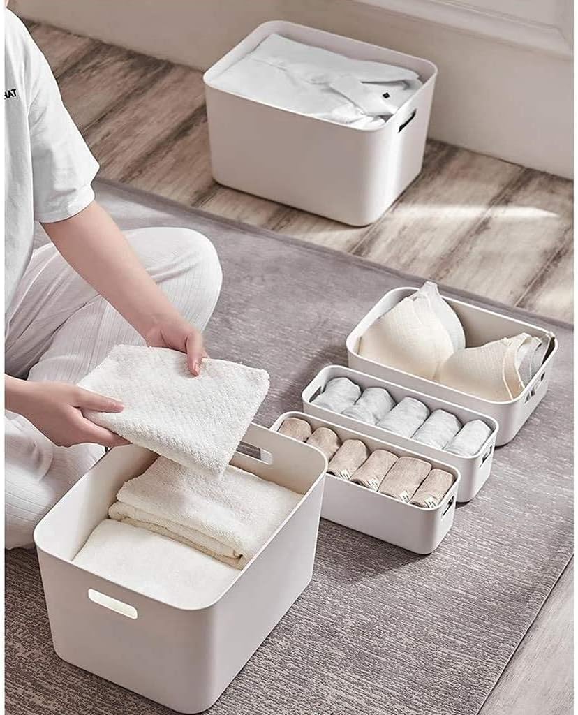 Plastic Storage Bins,Versatile Kitchen Pantry Organization and Storage,for Plastic Storage Container Under Bed,Under Sink Bathroom Organizer (1 Pack Medium, White)