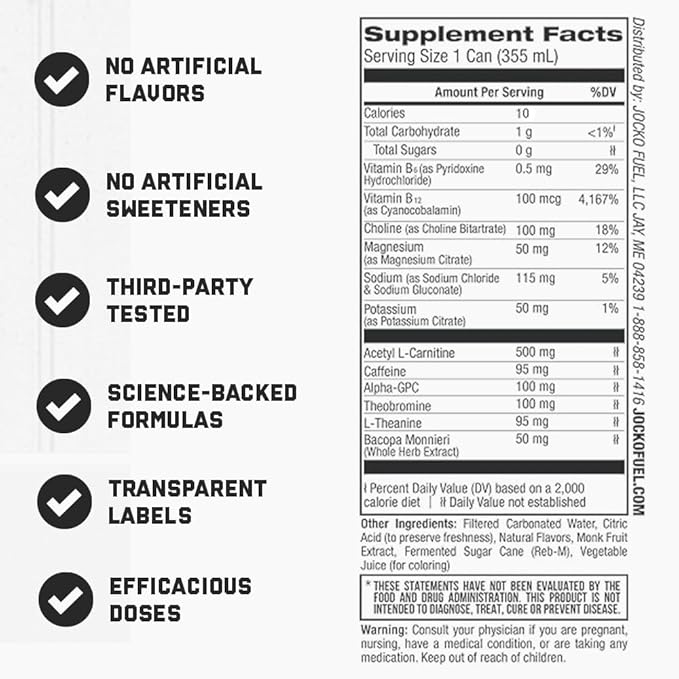 Jocko GO Energy Drink - Keto, Vitamin B12, Vitamin B6, Electrolytes, L Theanine, Magnesium- Energy Boost, Sugar Free Nootropic Monk Fruit Blend - 12 Pack (Sour Apple)