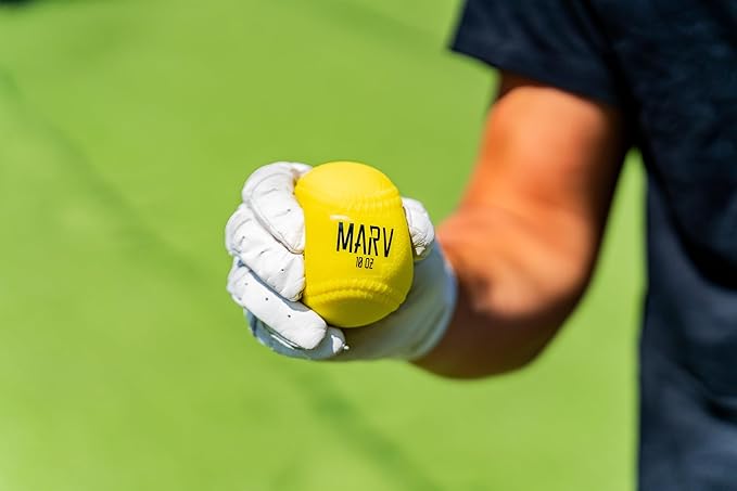 Marv Hitting Balls - 2 Dozen (24 Pack) | 10oz Heavy Training Baseballs for Power, Strength & Barrel Accuracy | Soft Shell & Bat Safe | Limited Flight | Ideal for Baseball and Softball Drills