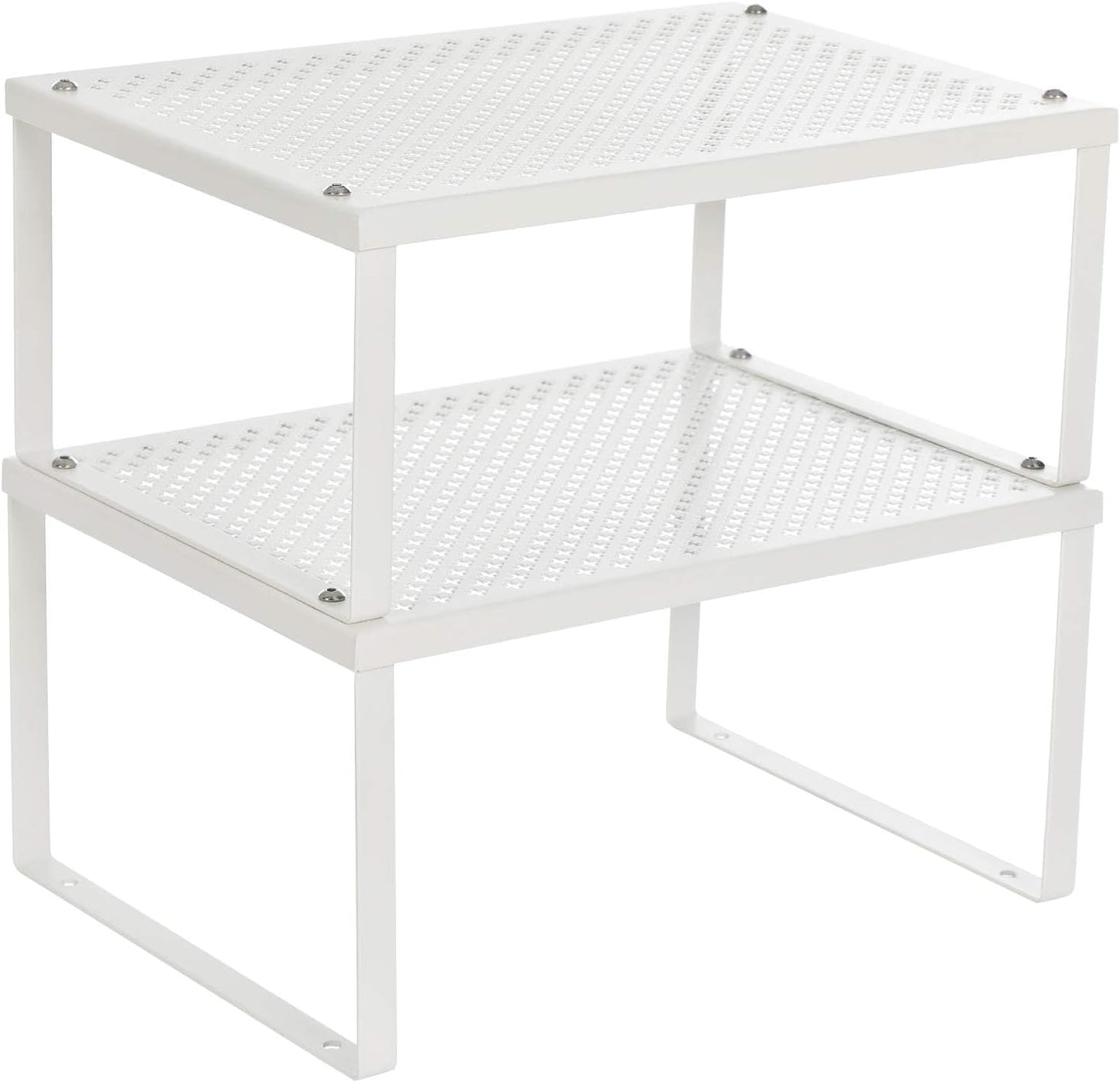 SONGMICS Spice Racks, Set of 2 Metal Cabinet Shelf Organizers, Countertop Organizers, Shelf Risers, Stackable, Expandable, White UKCS01WT