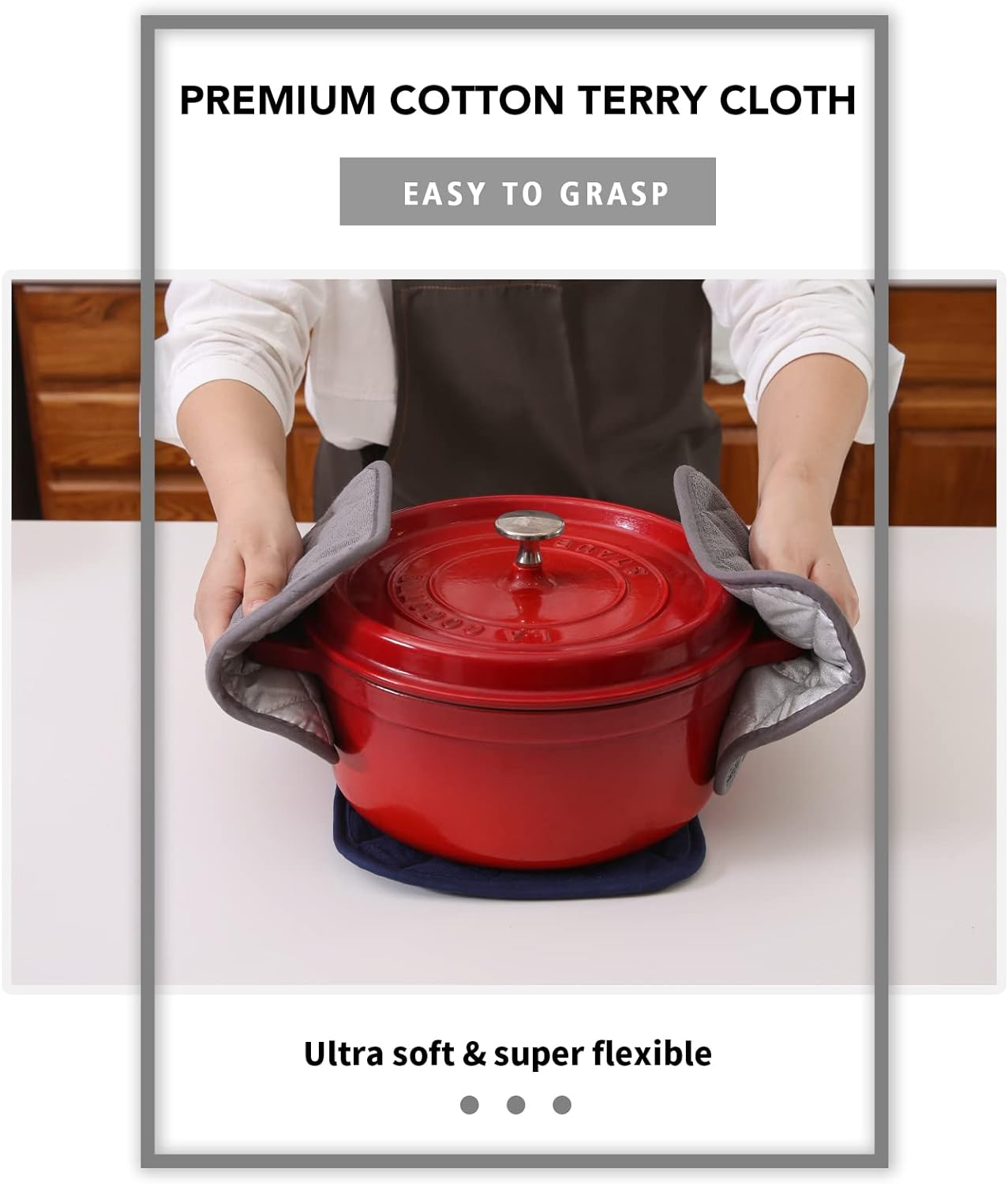 Joyhalo 6 Pack Pot Holders for Kitchen,Cotton Oven Holder with Great Heat Resistance,Non Slip Hot Pads for Kitchen Clearance,Dark Grey