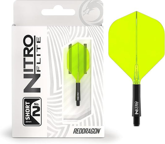 RED DRAGON Darts – Nitro Flite Integrated Flight & Shaft System – No.2 Shape and Design - Available in Short, Intermediate & Medium - Available in Variety of Colours - Professional Darts Accessories