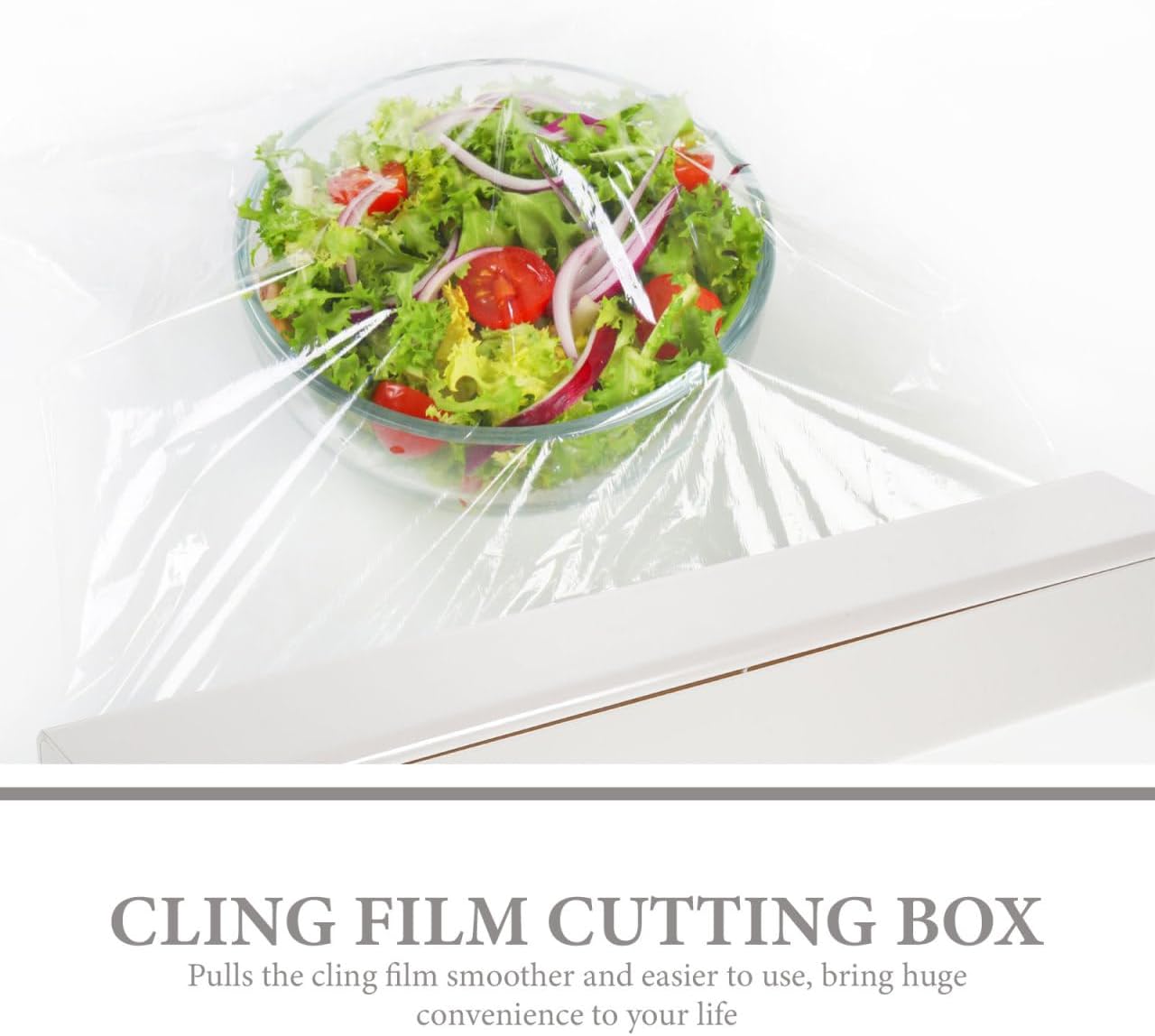 STOBOK Plastic Film Cutter - Cling Wrap Dispenser with Stainless Steel Cutter Compact Food Wrap Storage Box for Home Use Ideal for Plastic Wraping and Aluminum Foil