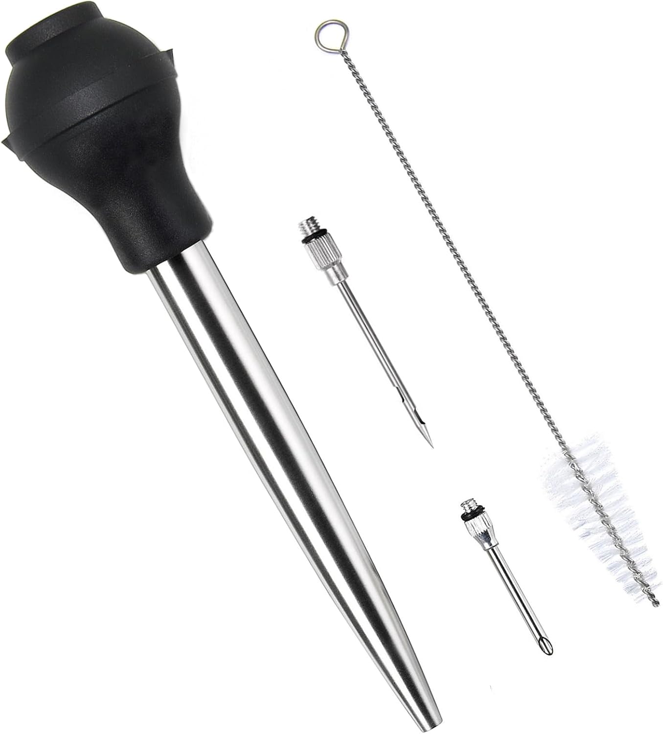 Best Utensils Stainless Steel Turkey Baster Commercial Grade Quality Silicone Bulb Including 2 Marinade Injector Needles And Brush For Easy Clean Up