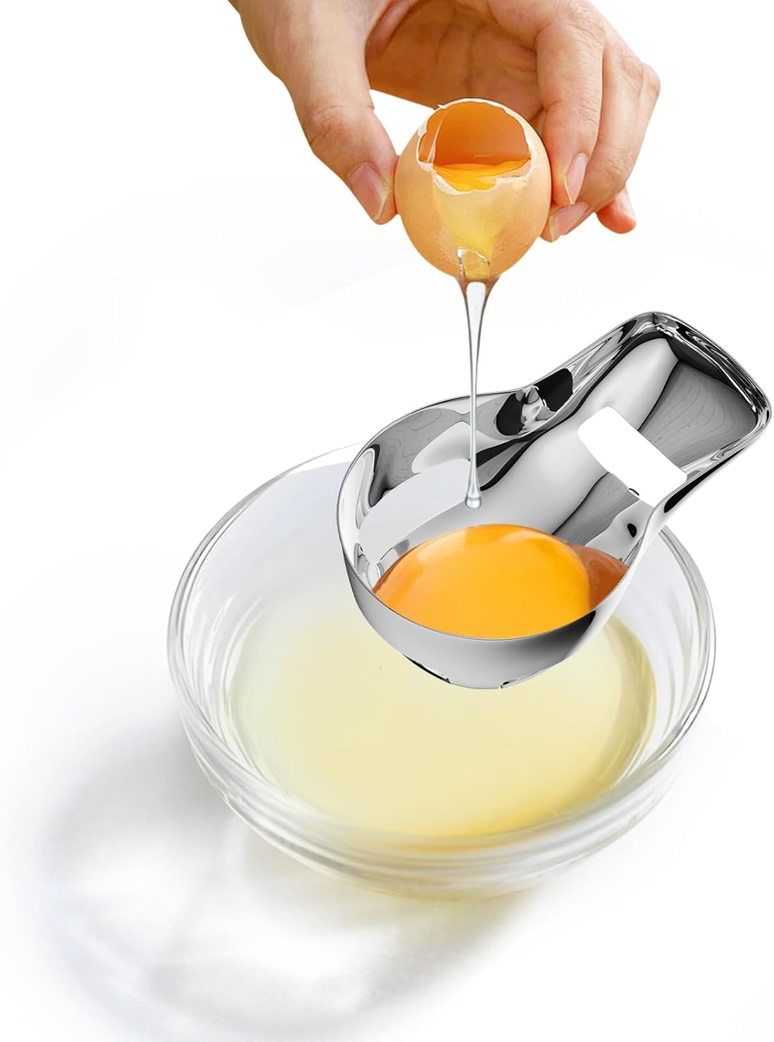 Egg Yolk Separator，Egg Separator for Raw Eggs,Food Grade Stainless Steel Egg Yolk White Separator, Kitchen Baking Gadgets