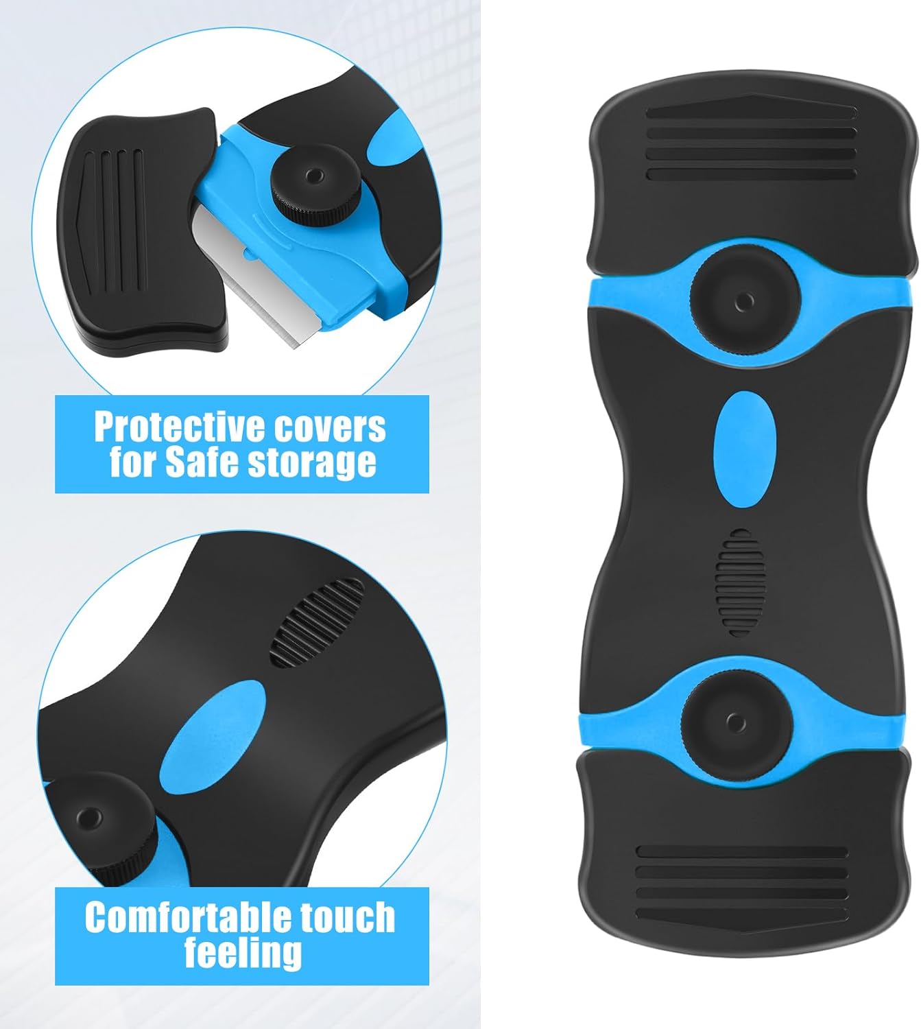 Tallew 12 Pcs Plastic Scraper Tool Razor Blade Plastic Pick Putty Knife Non Scratch Tool Set for Window Floor Label Removal Stickers Paint Cleaning Tile Floors Walls Labels Oil Stains (Classic Color)