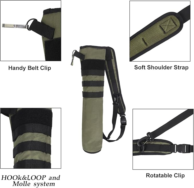 KRATARC Archery Lightweight Back Arrow Quiver Dual Use Foldable Compact Hip Arrows Bag with Molle System Hanged for Target Shooting
