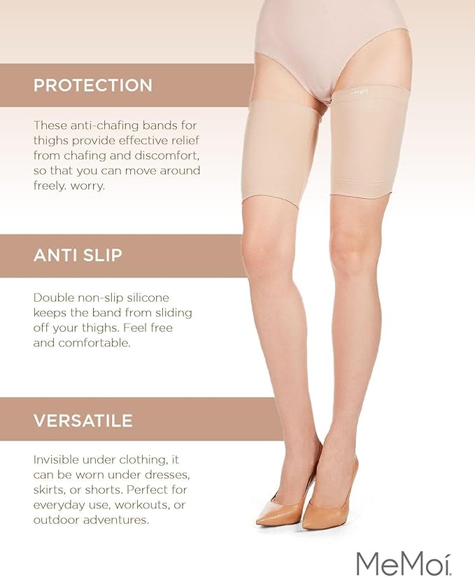 MeMoi Women's Bodysmoothers Anti Thigh Chafing Thigh Bands, Prevents Chafing, Eliminates Irritation and Friction - Sizes S-Q1