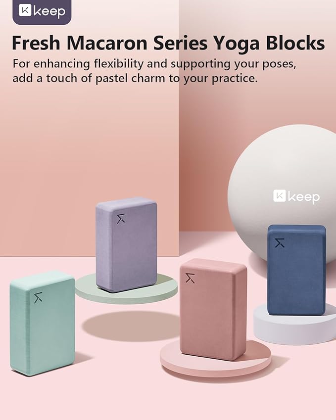 KEEP Yoga Block, High-Density EVA Foam 2 Pack Yoga Block with Non-Slip Textured Surface, Supportive, Lightweight - Ideal for Yoga, Pilates, and Stretching Exercises