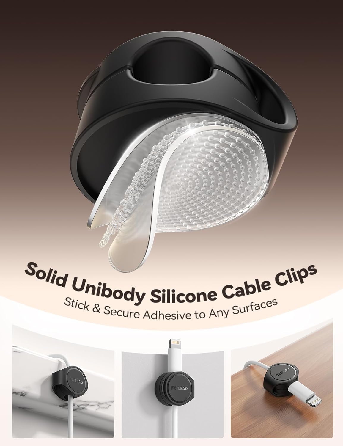 8-Pack Silicone Cord Organizer Magnetic Cable Clips, Adhesive Cable Management Under Desk Wire Hider, FLYLEAD Desktop Cable Organizer for Phone, Office Workspaces Desk Organization Home Accessories