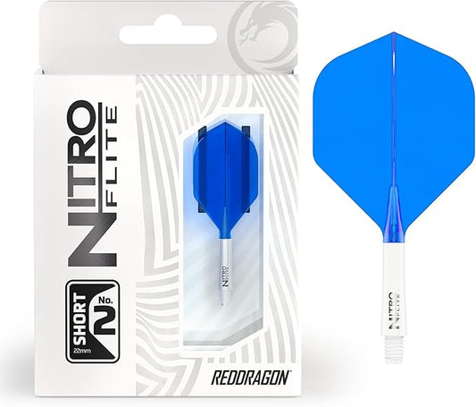 RED DRAGON Darts – Nitro Flite Integrated Flight & Shaft System – No.2 Shape and Design - Available in Short, Intermediate & Medium - Available in Variety of Colours - Professional Darts Accessories