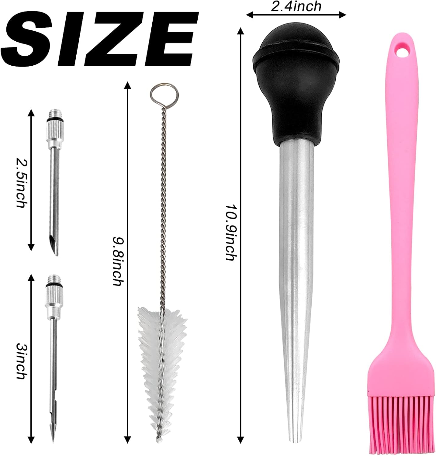 Stainless Steel Turkey Baster Baster Syringe for Cooking, Meat Injector Syringe