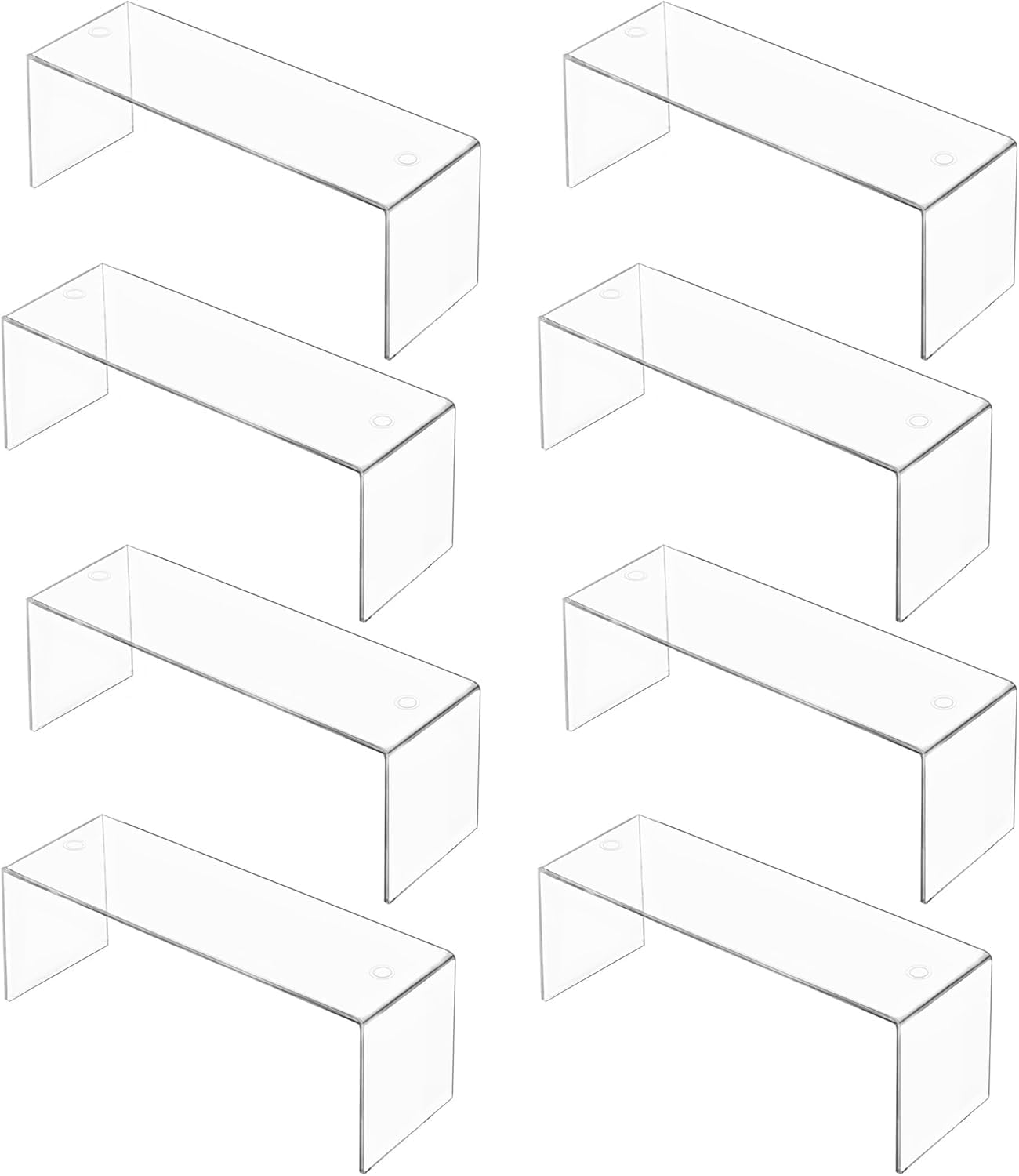 8 Packs Cabinet Organizer Shelf, Acrylic kitchen Cabinet Shelves, Shelf Riser for Dishes, Spices, Soda Cans and Bottles（12.4 x 4 x 4.6 inch）