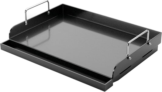 Utheer 17" x 13" Nano-Ceramic Nonstick Griddle for Gas & Charcoal Grills – Universal Flat Top Griddle with Grease Groove/Reinforced Ridges/High Sidewalls, Perfect for Healthy Cooking,Parties & Camping