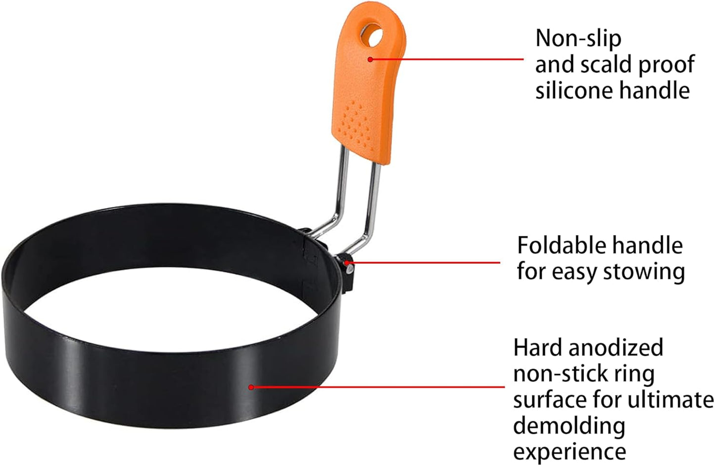 3.5" Egg Rings 6“ Pancake Mold with Silicone Handle, Round Mold for English Muffins - Griddle Cooking Shaper for Indoor Camping Breakfast Sandwiches w/Silicone Oil Brush set of 6 (4pcs 3.5"+2pcs 6")